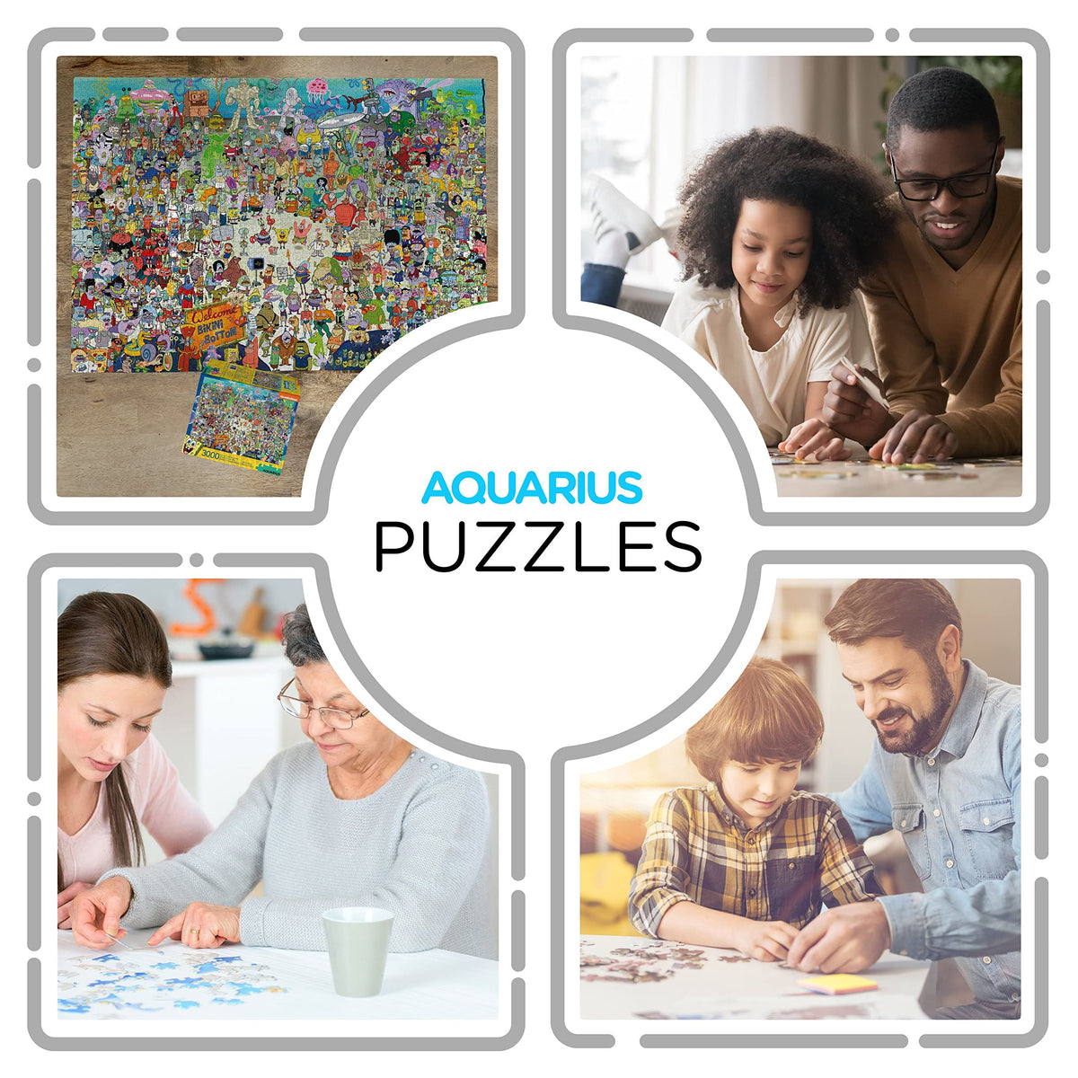 AQUARIUS SpongeBob puzzle glare-free cardstock—thick pieces for precise fits with minimal glare