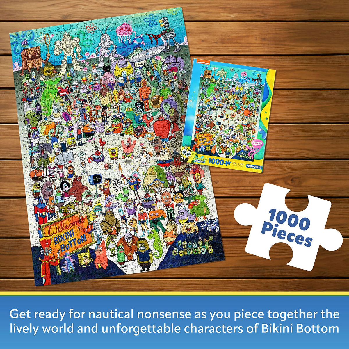 Aquarius SpongeBob puzzle glare-free finish highlighting vibrant detail.