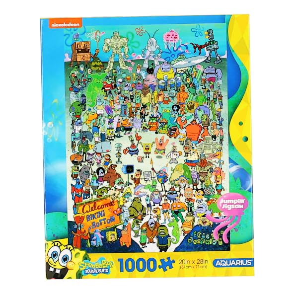 Aquarius SpongeBob licensed merchandise badge on packaging.
