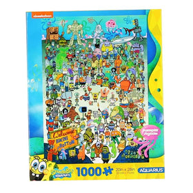 Aquarius SpongeBob licensed merchandise badge on packaging.