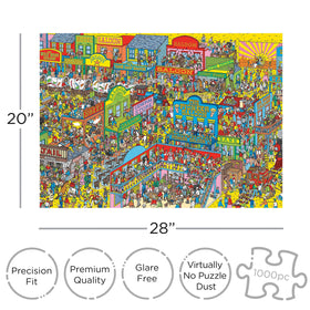 AQUARIUS Waldo puzzle pieces ready for family game night.