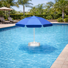 Aquenelle floating pool umbrella with 7-foot canopy providing wide shade over water