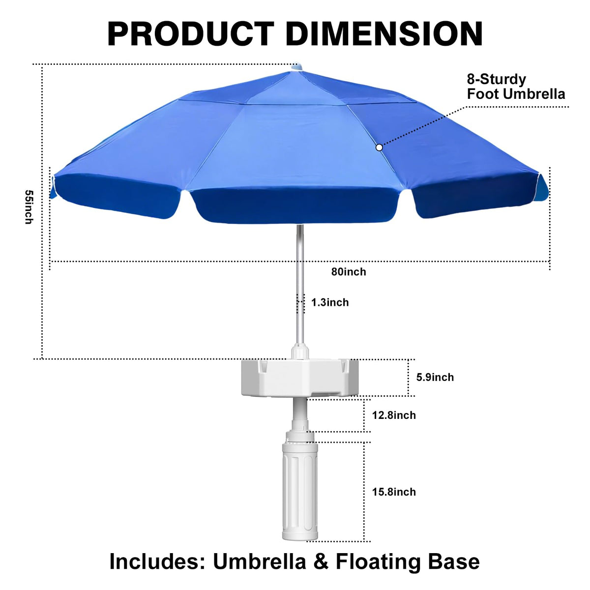 Aquenelle umbrella canopy offers UPF 50+ sun protection for swimmers