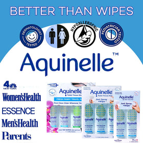 Aquinelle non-clogging formula emphasizes flush-friendly design.