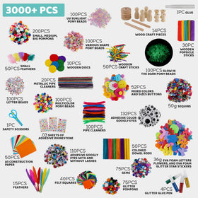 A&R CO. 3000+ Pcs Craft Kit 99-activity booklet guides themed projects.