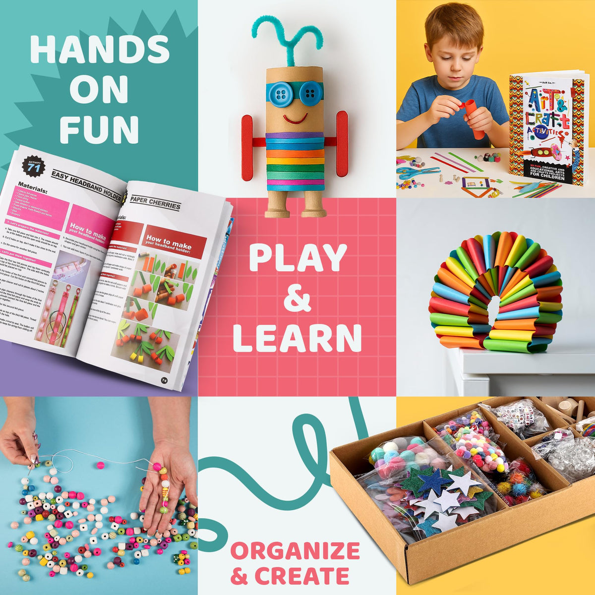 A&R CO. 3000+ Pcs Craft Kit box open shows organized storage for projects.