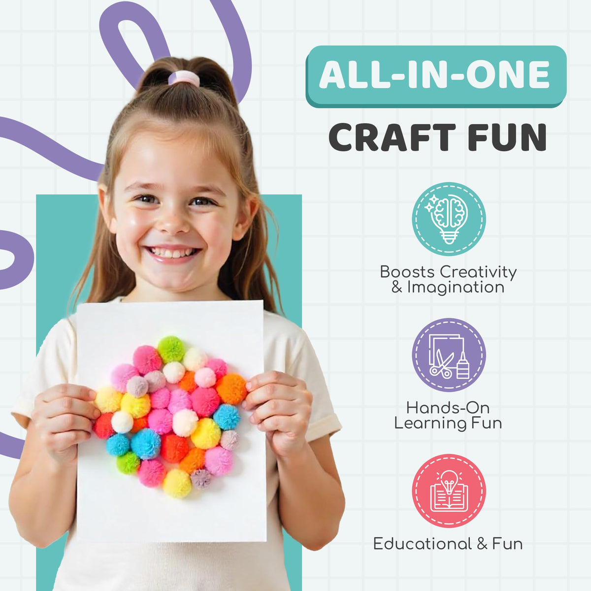 A&R CO. 3000+ Pcs Craft Kit pompoms and feathers inspire playful decorations.