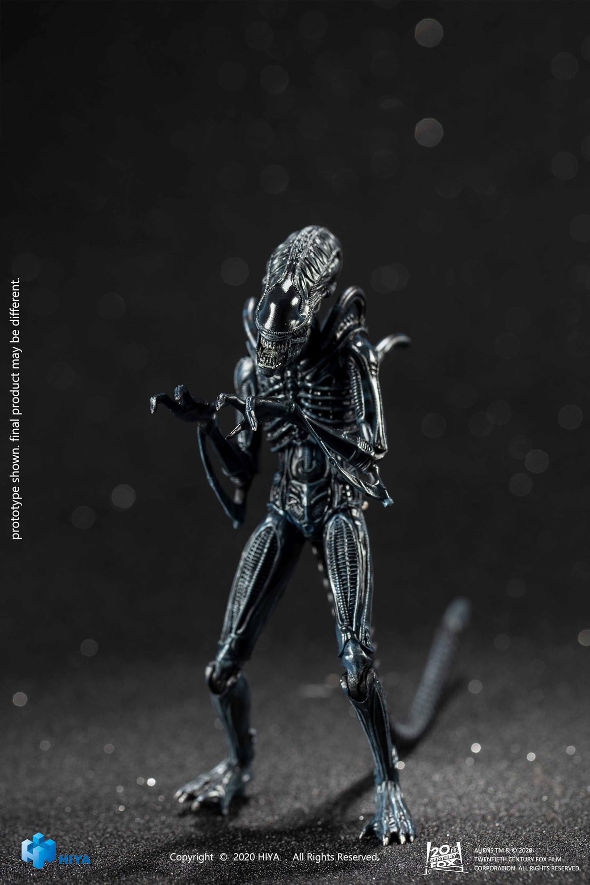 Texture-rich armor detail on blue alien warrior figure for close inspection