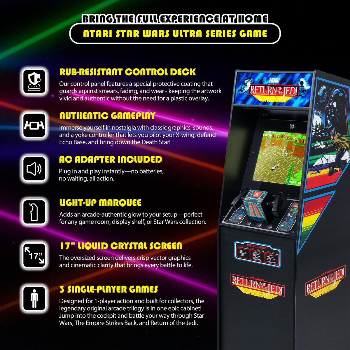 ARCADE CLASSICS Atari Star Wars Ultra yoke controller detail for arcade flight feel