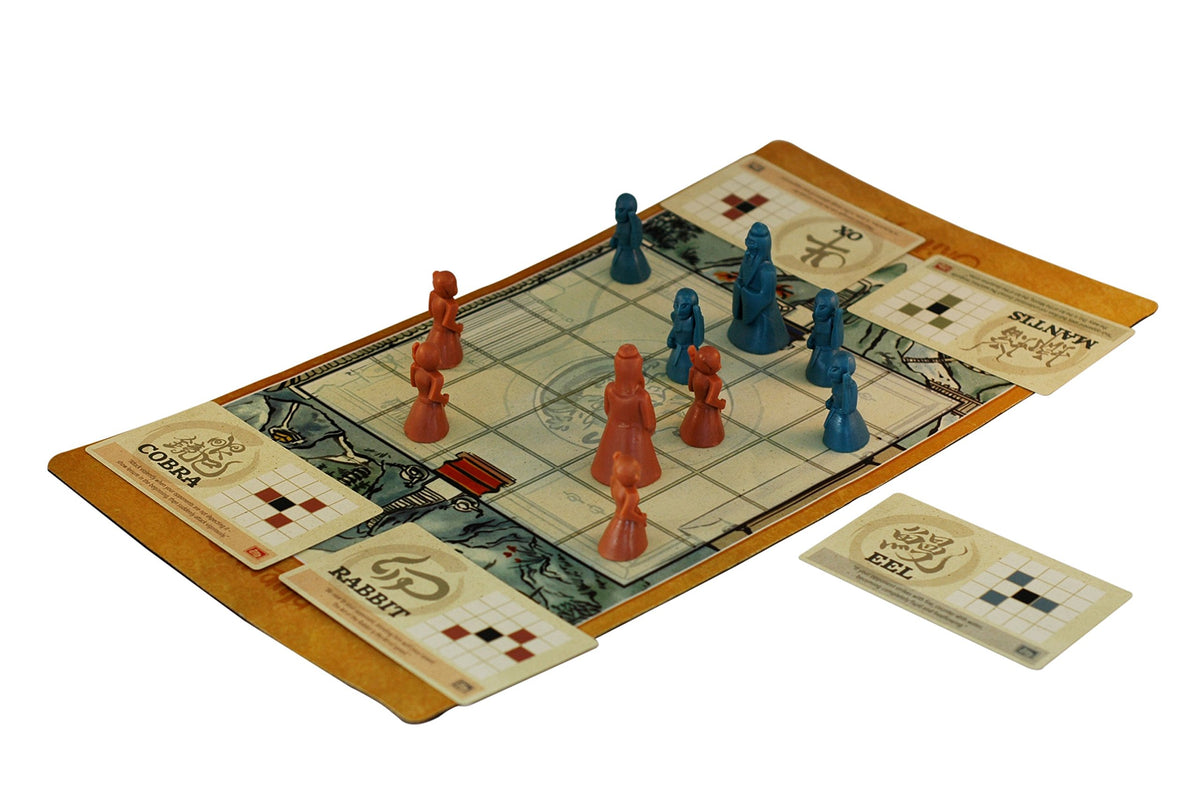 Arcane Wonders Onitama movement cards illustrate varied patterns for dynamic play.