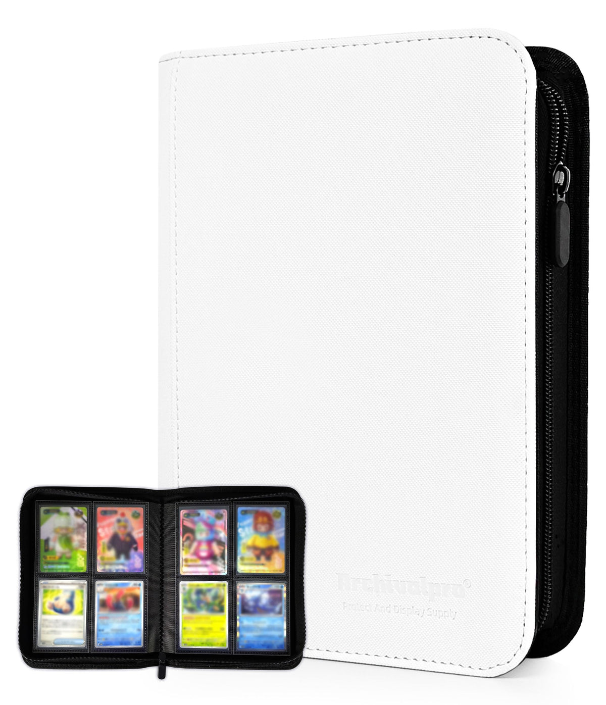 ARCHIVALPRO trading card binder 4-pocket white front view, ideal for organized display