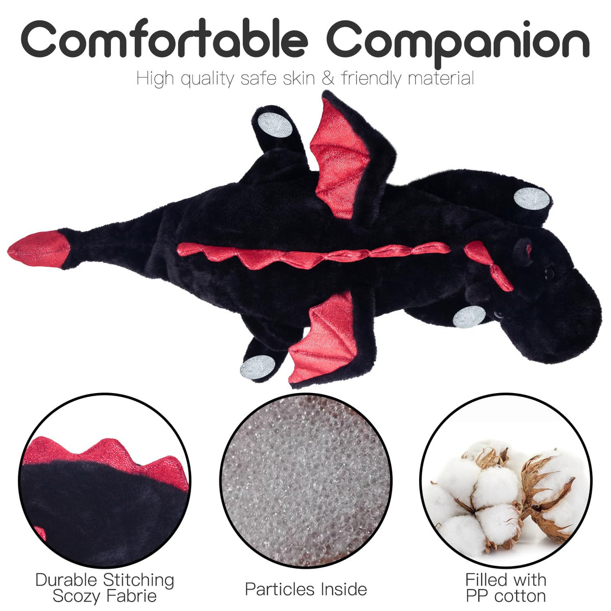ARELUX dragon plush 36in back view, oversized comfort pillow for lounging.