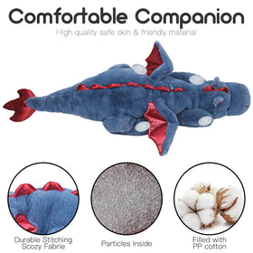 ARELUX dragon plush blue pillow setup demonstrates versatile use as a nap cushion