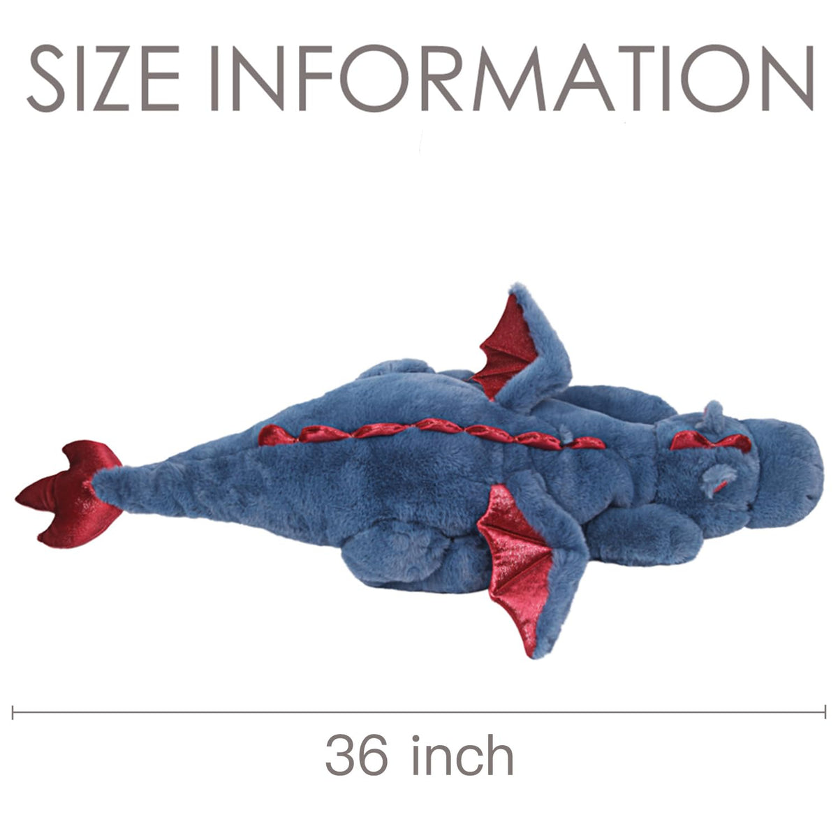 ARELUX dragon plush blue side view highlights its generous height for lounge comfort