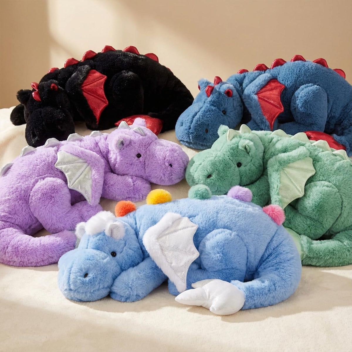 ARELUX dragon plush in living room shows cozy dorm and home use