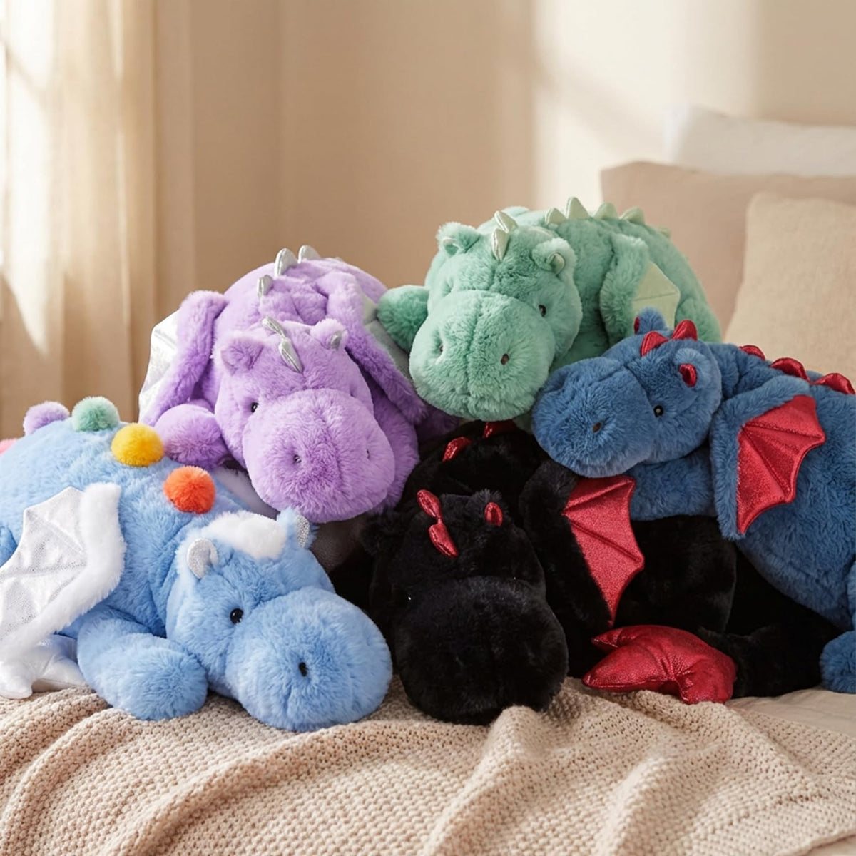 ARELUX giant dragon plush fill demonstrates plump lightweight comfort