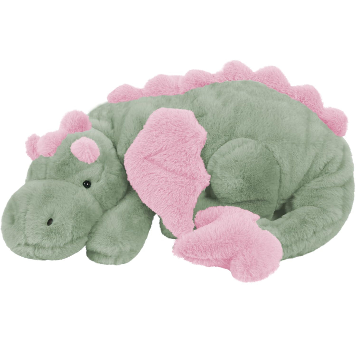 ARELUX large dragon plush 36in matcha green with pink wings for cozy hugs