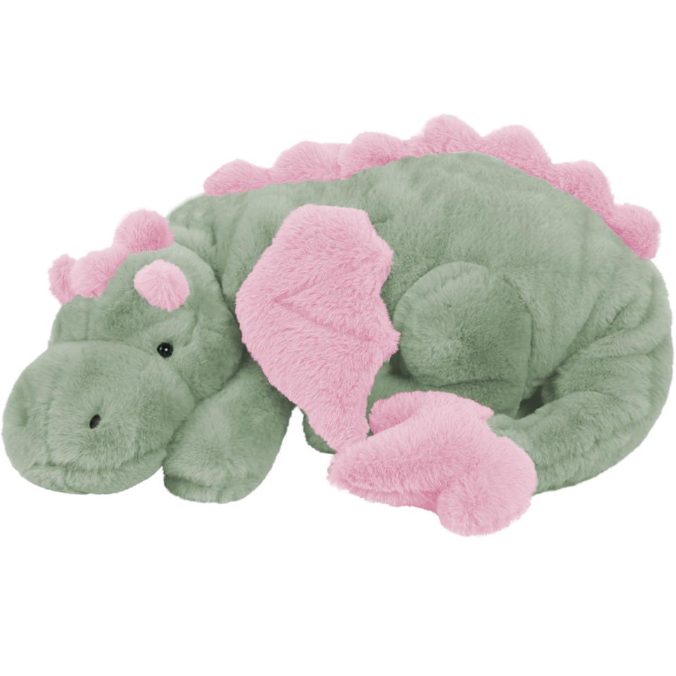 ARELUX large dragon plush 36in matcha green with pink wings for cozy hugs