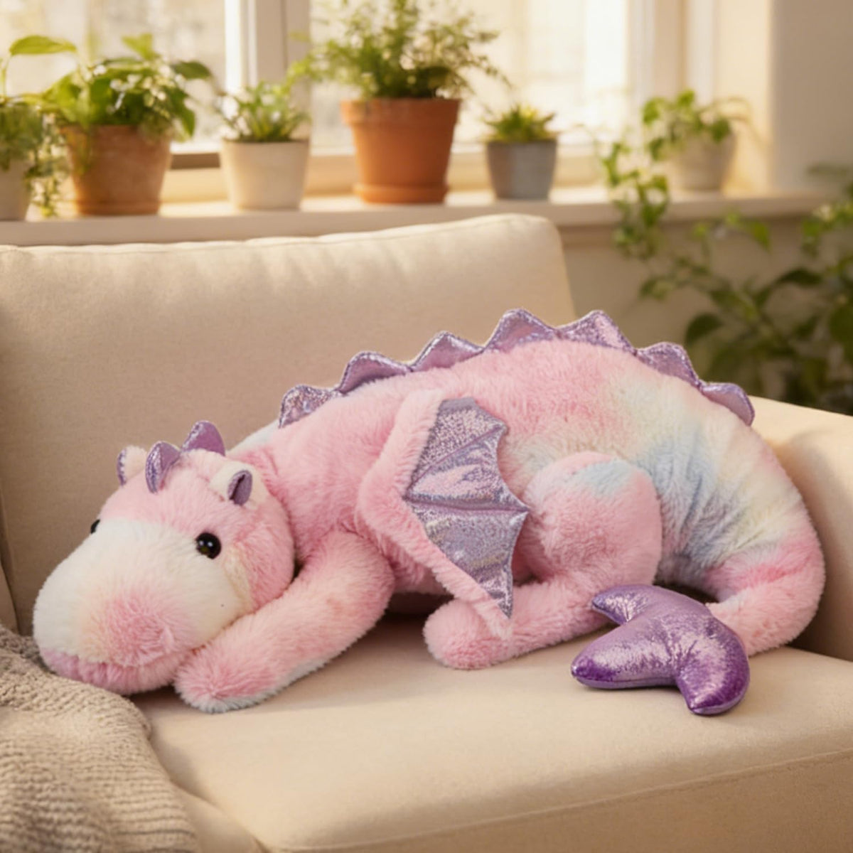 ARELUX pink dragon plush eyes add friendly expression for play