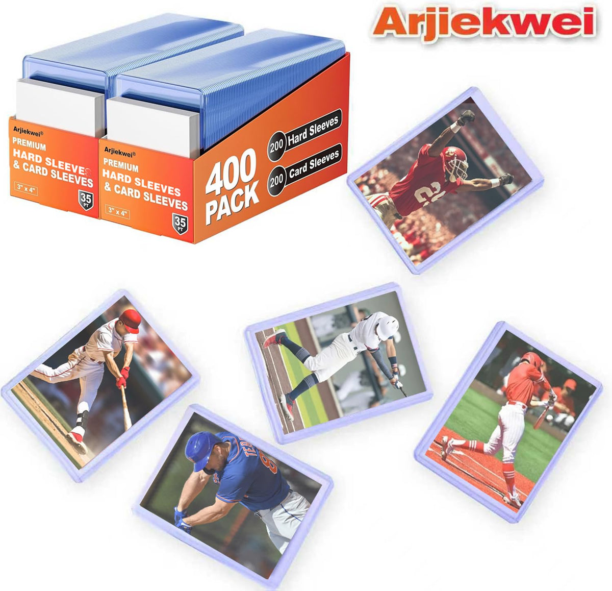 Arjiekwei compatible with sports, MTG, Yu-Gi-Oh, and photo cards for display-ready storage.