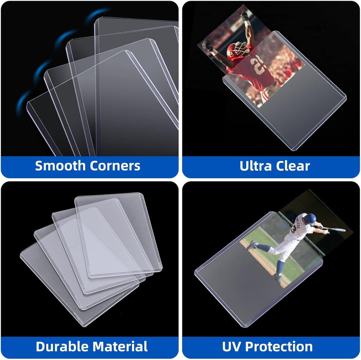 Arjiekwei soft sleeves offer clear protection for trading card collections.