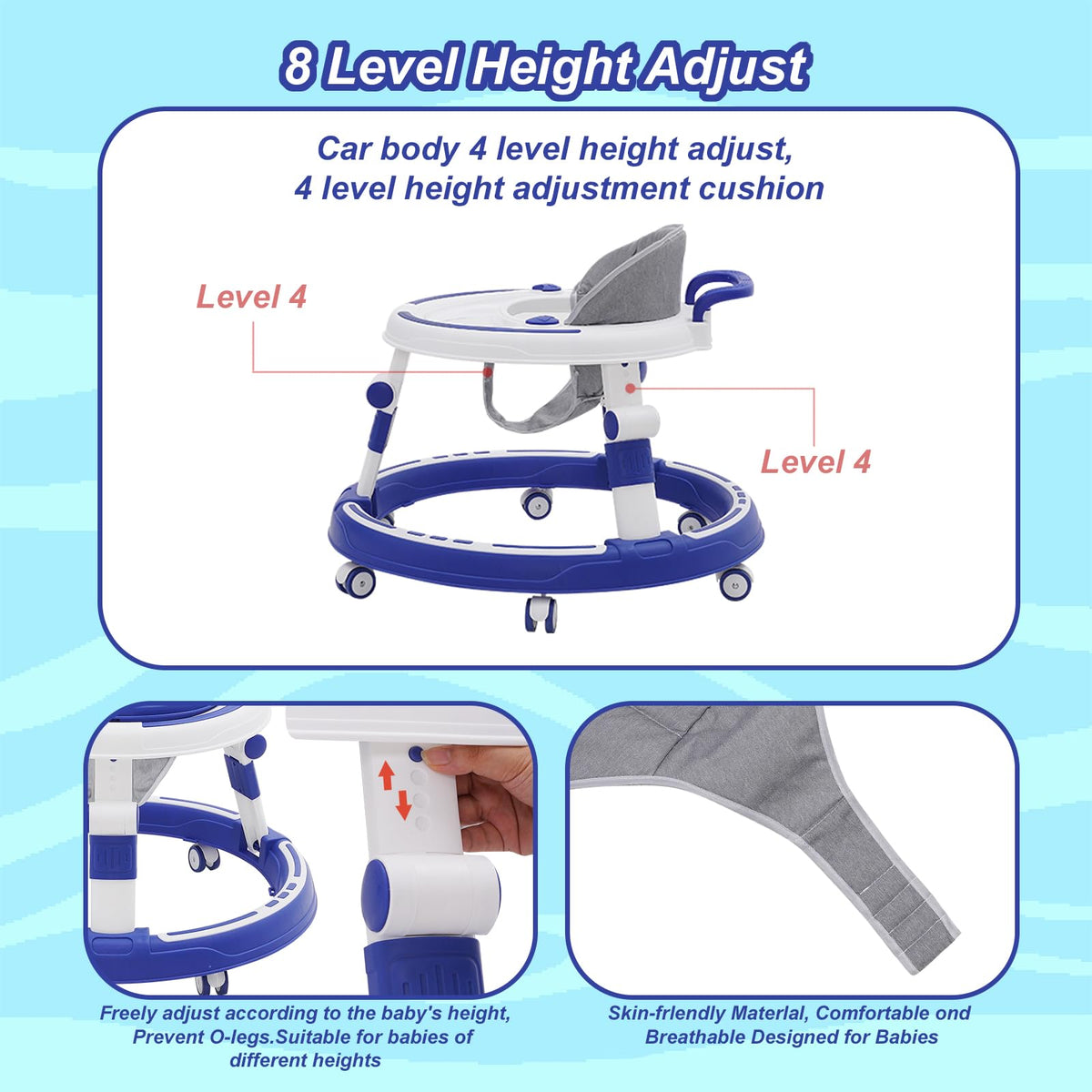 Ark Miido adjustable-height walker supports growing babies during learning sessions.