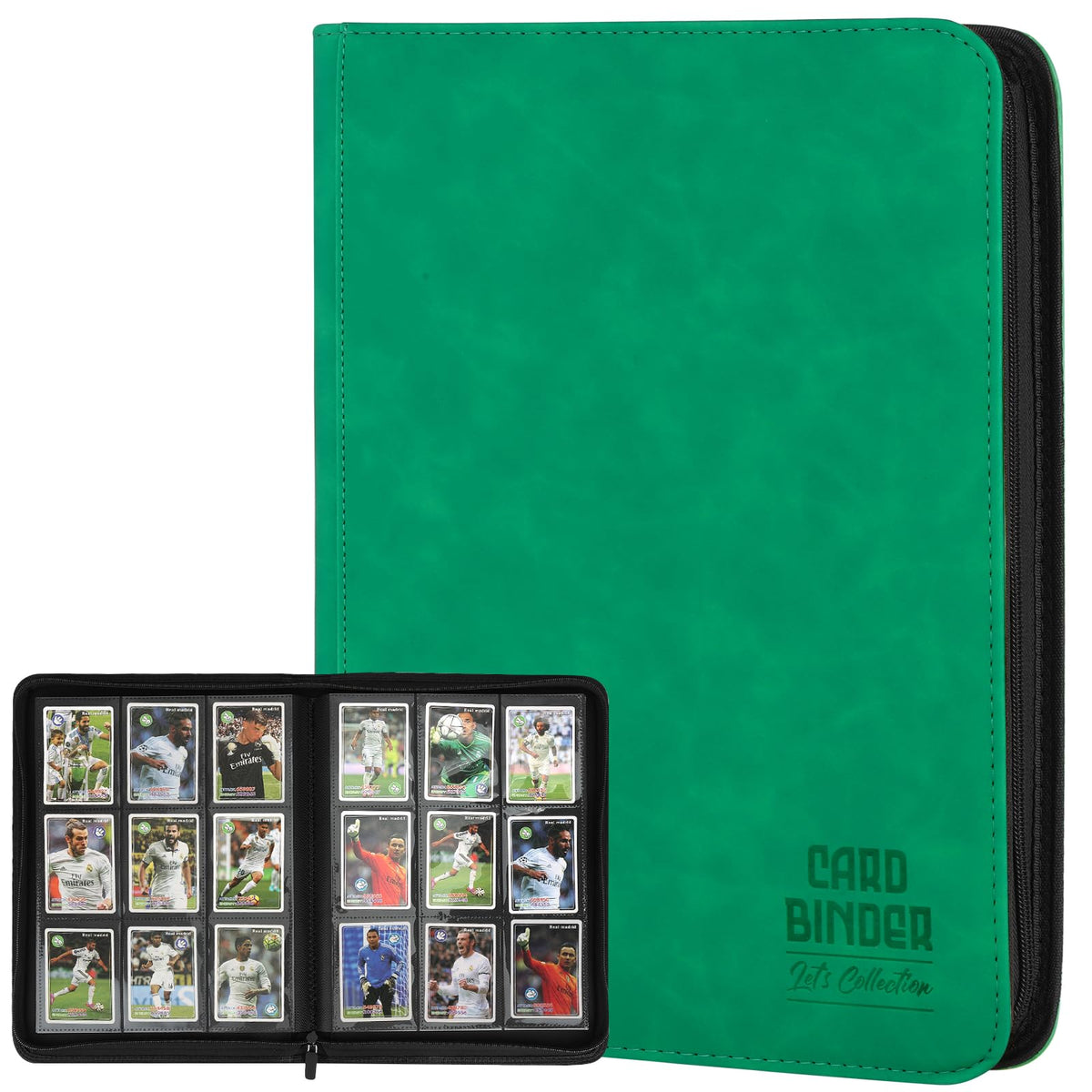 Arkeiliy Emerald binder close-up shows durable PU leather and secure pockets.