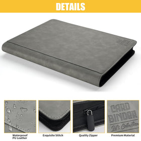 Arkeiliy ringless binder with 16 side-loading pockets, keeps cards secure and easy to access.
