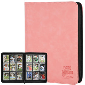 Arkeiliy trading card binder front pink with 9-pocket double sided pages for MTG and sports cards