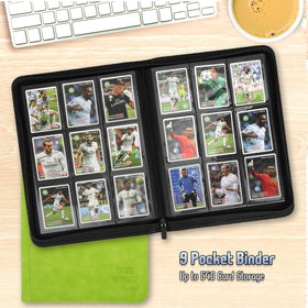 Arkeiliy binder nine-pocket page close-up demonstrating secure card storage.