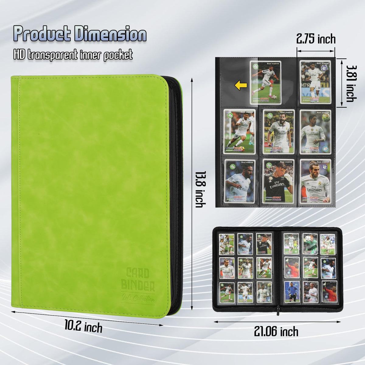 Arkeiliy binder interior pages view showing nine-pocket sleeves for organized cards.