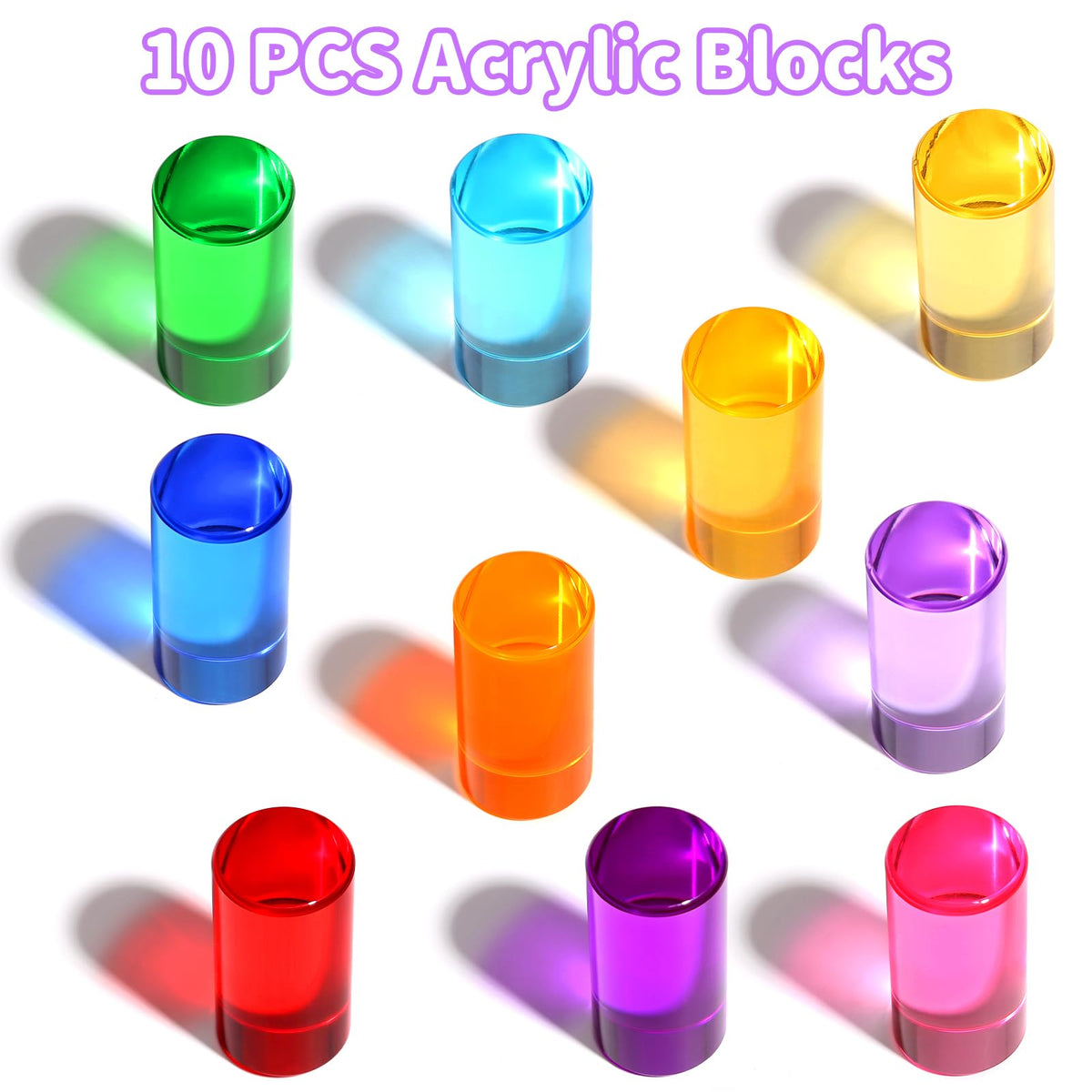 Arnbz crystal lucite gem blocks glow under sunlight for visual tracking.
