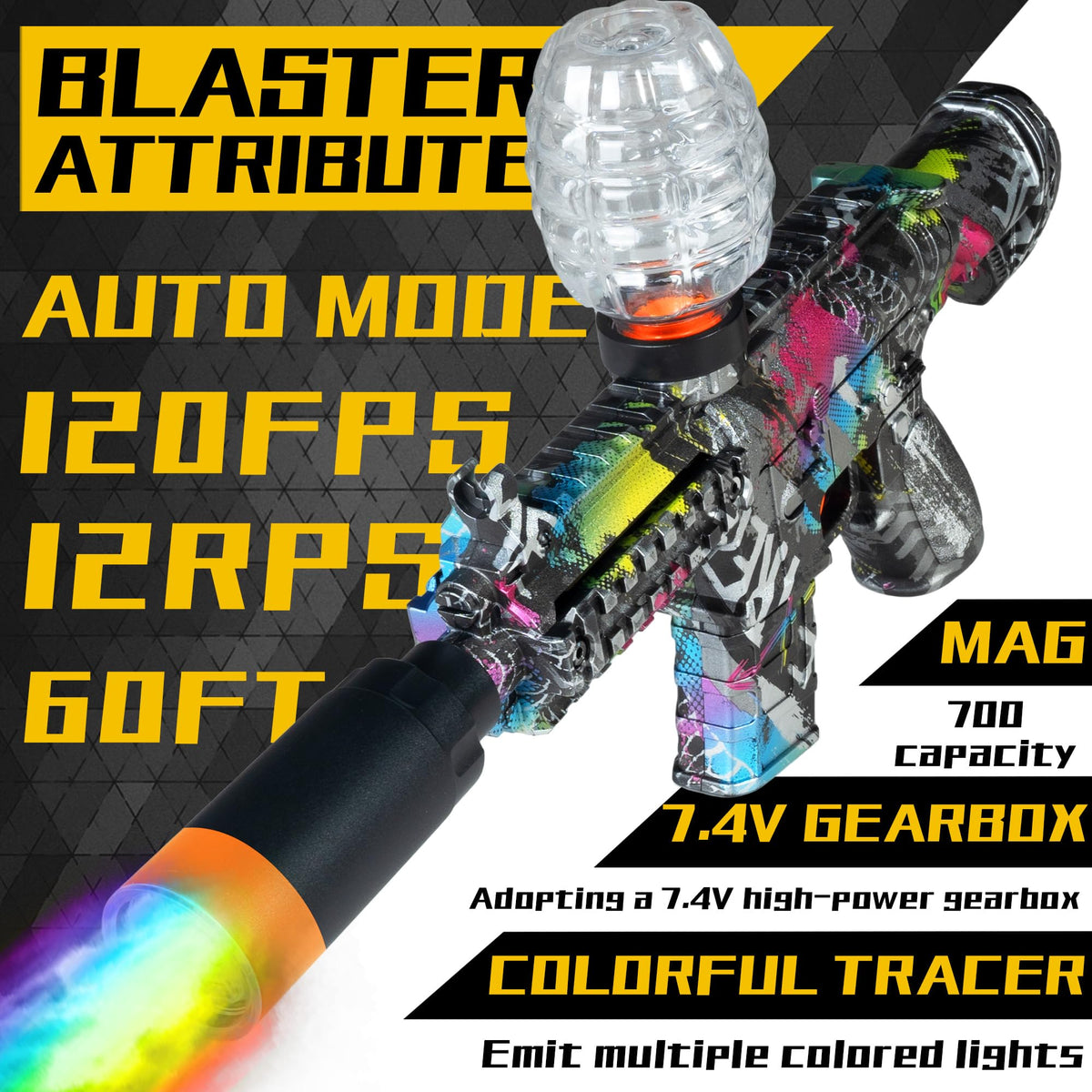 AROBEF gel blaster in full-auto mode for fast-paced outdoor battles.