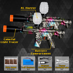 AROBEF gel blaster hopper shows 700 rounds for continuous outdoor play.
