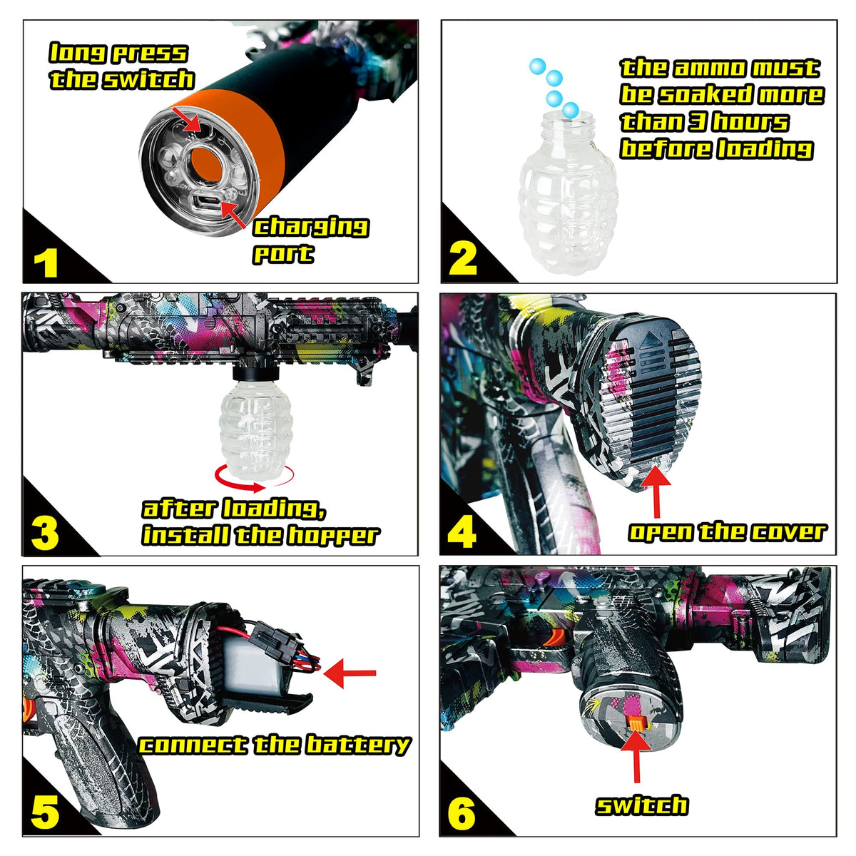 AROBEF gel blaster LED tracer lights up every blast for visibility.