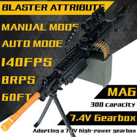 AROBEF Gel Splat Blaster drum mag with 500-round capacity for extended battles.