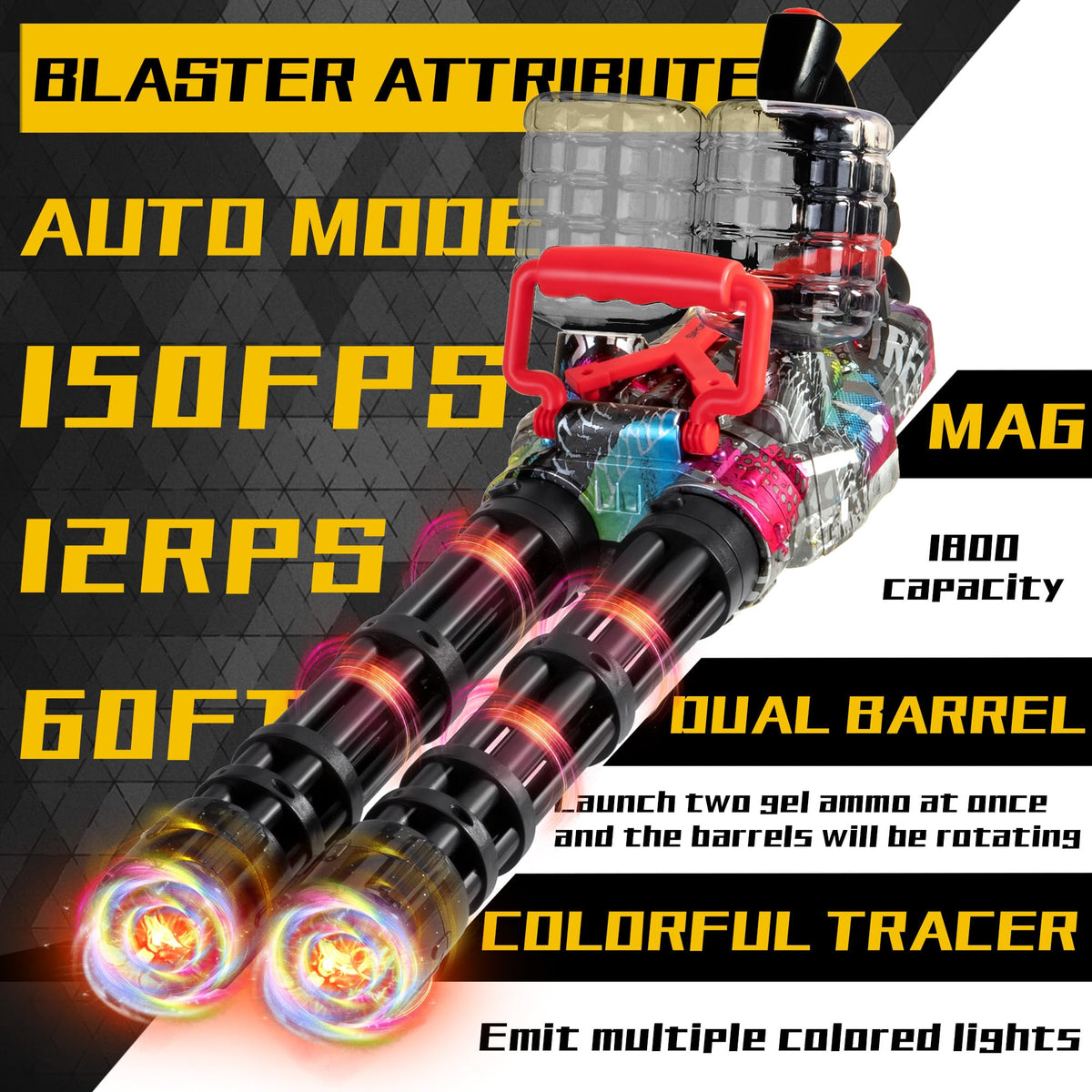 AROBEF Gel Splat Blaster LED flash adds visual excitement during battles