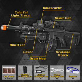 AROBEF Gel Splat Blaster LED light for dusk play visibility.