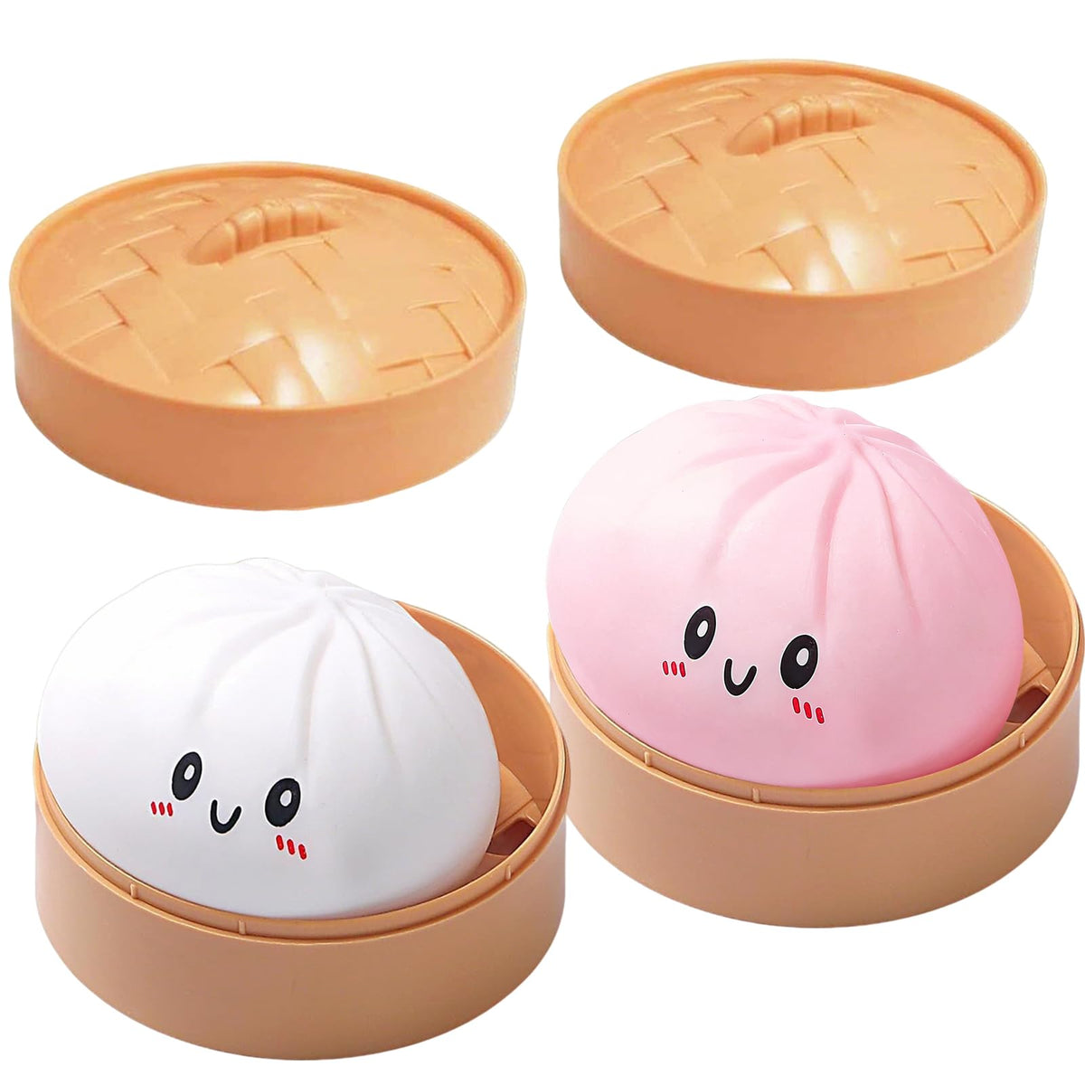 ARO X MATI Dumpling Squishy front view in white-pink, soft texture for stress relief