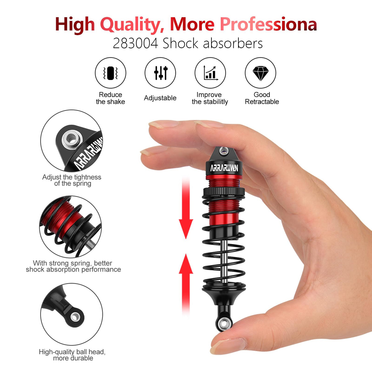 ARRAROWN CNC-machined shock bodies offer precise fit and durable construction.