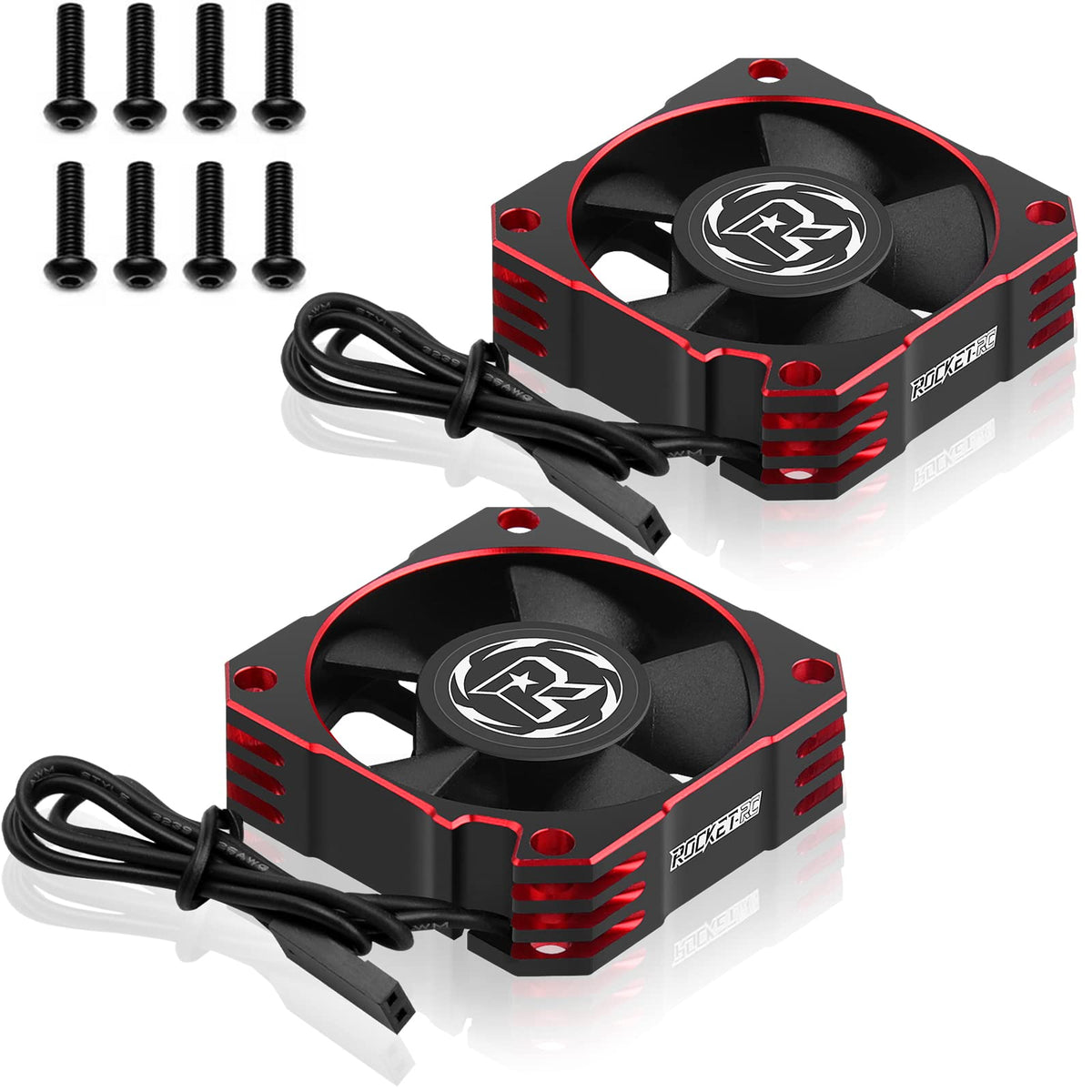 ARRAROWN 35mm cooling fan angled view shows red-black styling and cooling performance