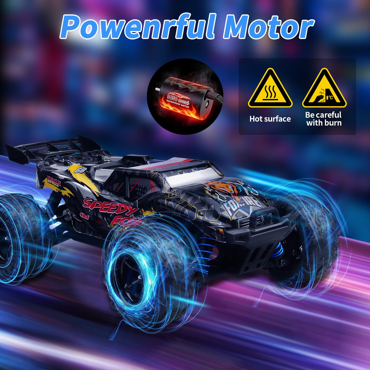 ARRAROWN waterproof brushless system resists dust and water for all-weather runs.