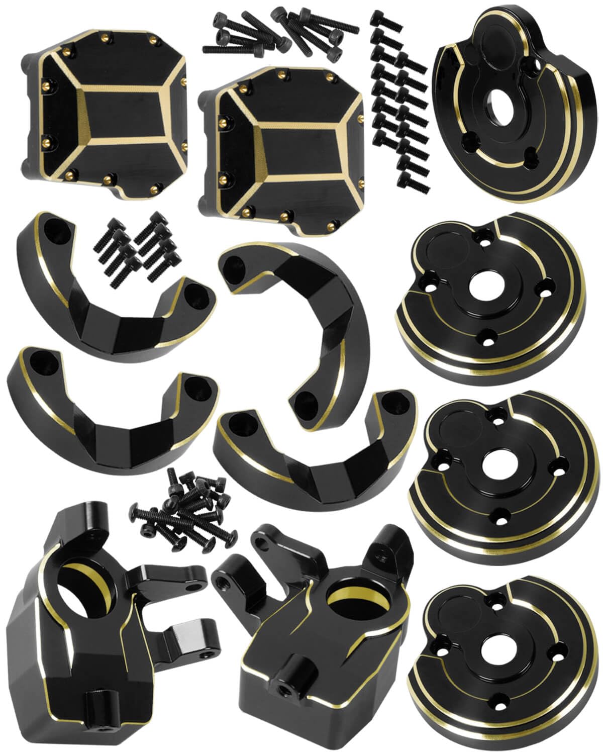 ARRCat brass portal covers close-up showing durable brass construction for SCX10 III.