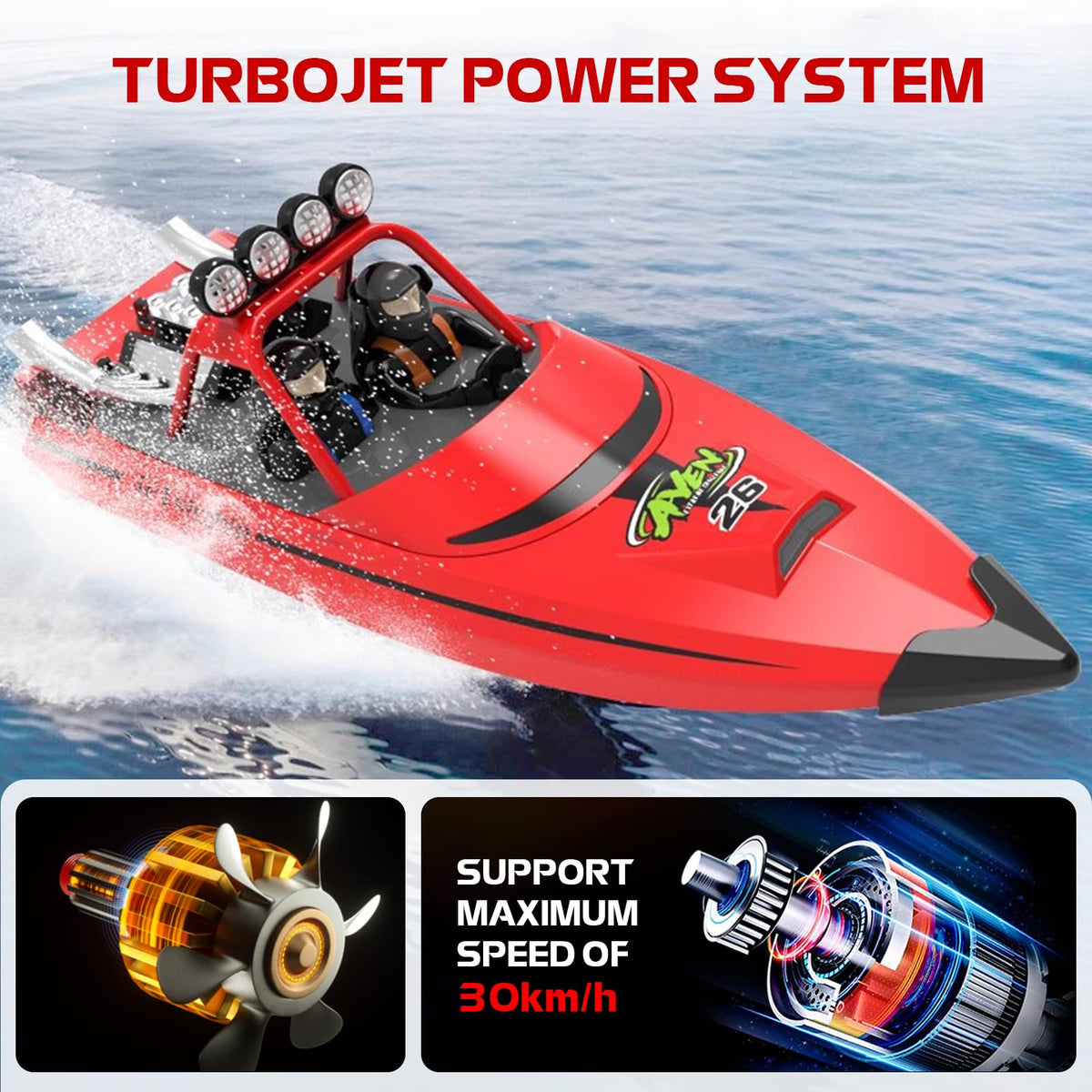 ARRIS RC jet boat with LED lighting for night-time fun