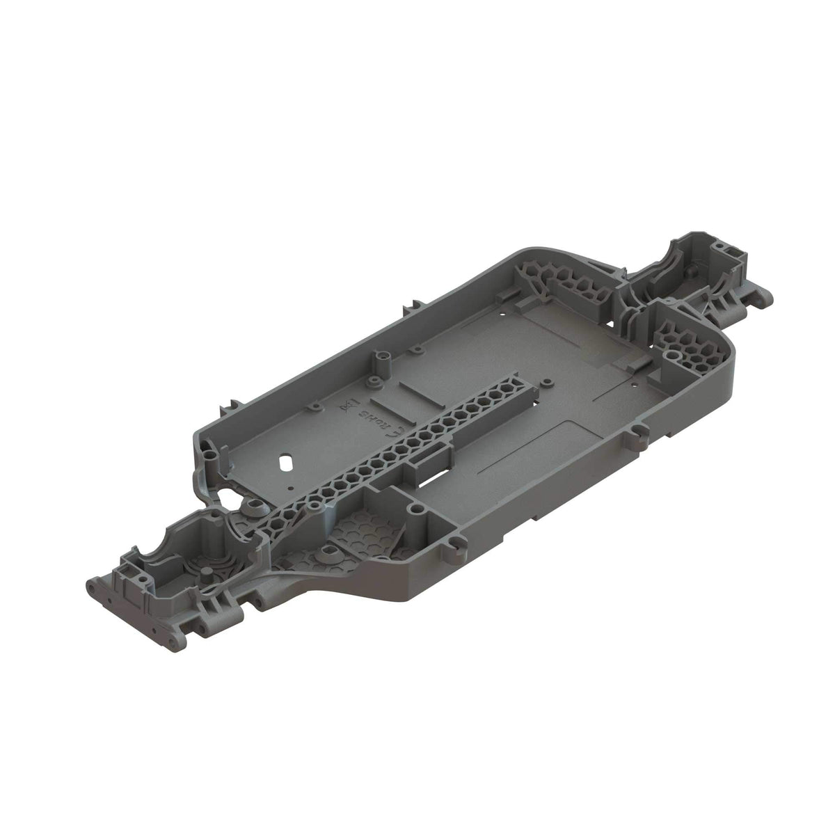 ARRMA composite chassis LWB in action, delivering durable long-wheelbase support for RC kits