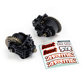 ARRMA Front Diff BOOST BOX close-up shows rugged metal gears for higher power handling