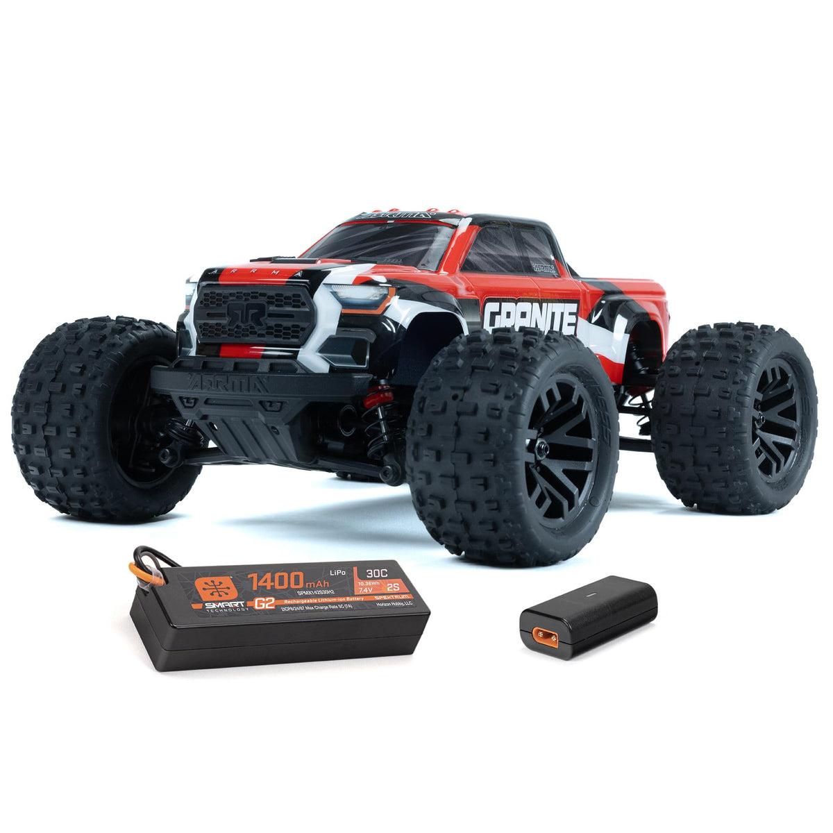 ARRMA Granite GROM red body shows rugged styling for outdoor bashing