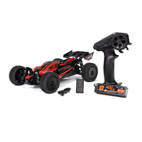ARRMA Typhon GROM 4x4 front view highlights rugged bumper and compact chassis for off-road stability