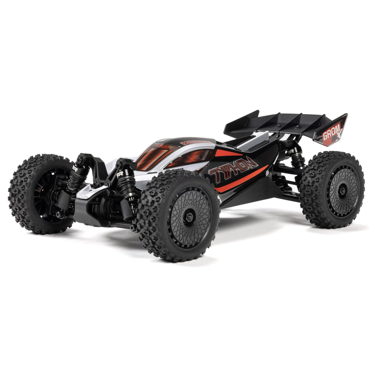 ARRMA Typhon GROM 4x4 side view highlighting compact bash-ready chassis for off-road fun