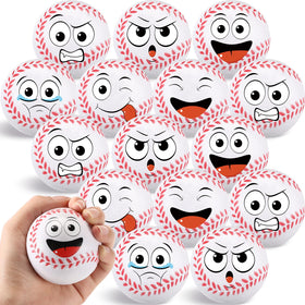 Arrowbash 24-pcs face baseball stress balls with six fun expressions for stress relief.